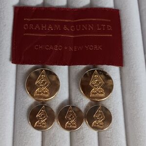 Graham & Gunn Gold Blazer Buttons 5 2-Large, 3-Smaller